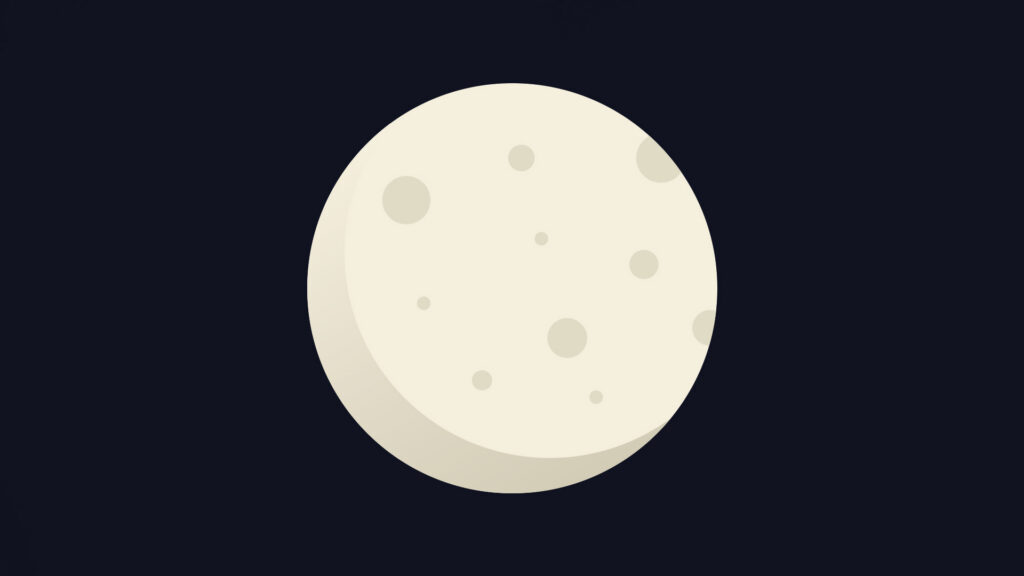 Ein illustrierter Mond, welcher auf einem dunklen Hintergrund, mittig, platziert wurde.